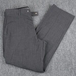 Delta Dress Pants Mens 32 Charcoal Gray Straight Leg Stretch Flat Front Trousers